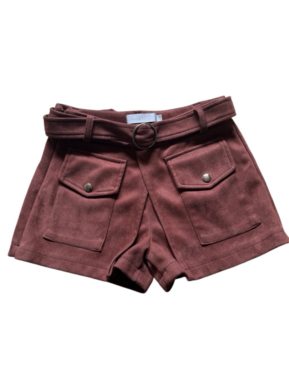 High-Waist Utility Suede-Look Shorts with Belt - Mauve
